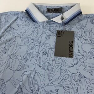 G/Fore Men Performance Golf Polo Blue Floral Driz Size XL  Lightweight NEW